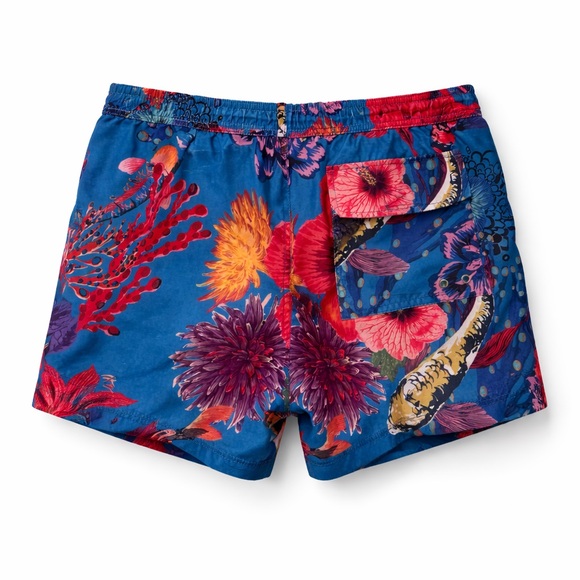 Paul Smith Swimwear 4” Inseam Swim Trunks Size M Floral Koi Print Lined Shorts - Picture 2 of 10